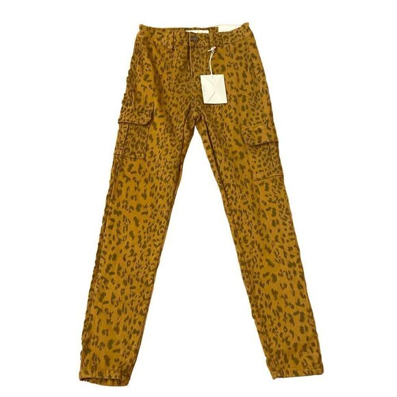 NEW KanCan Adelaide High Rise Super Skinny Jeans Cargo Pockets Leopard Print 24 - Picture 1 of 4